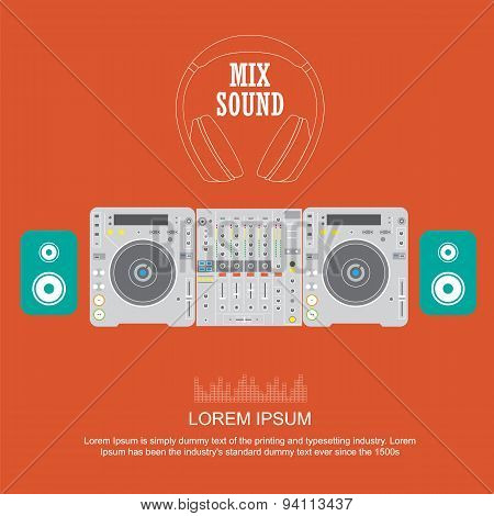 Flat Design Dj Mixer Sound Turntables