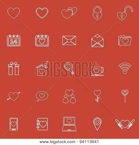 Love Line Icons On Red Background