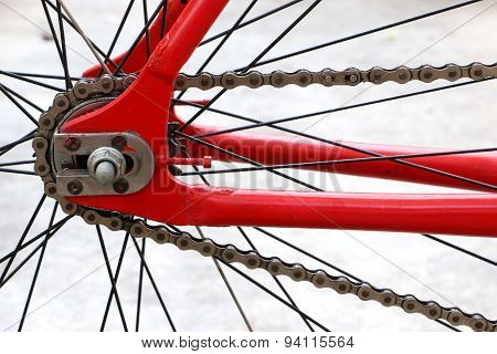 Bake the back of a red bicycle