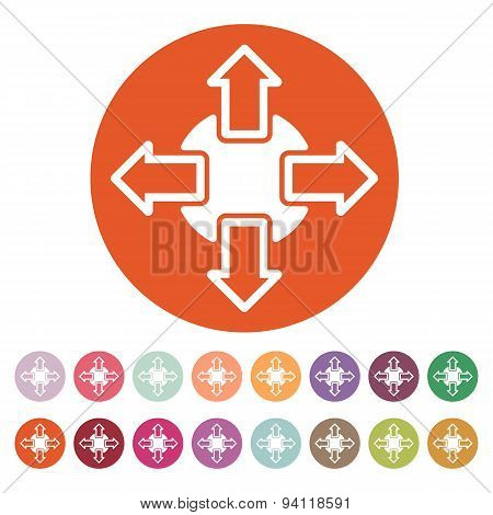 The Navigation Icon. Arrows Symbol. Flat
