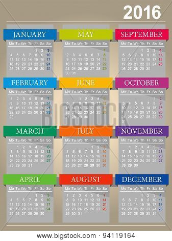 Calendar 2016