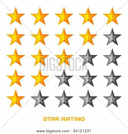 Five star rating. Flat style vektor illustration.
