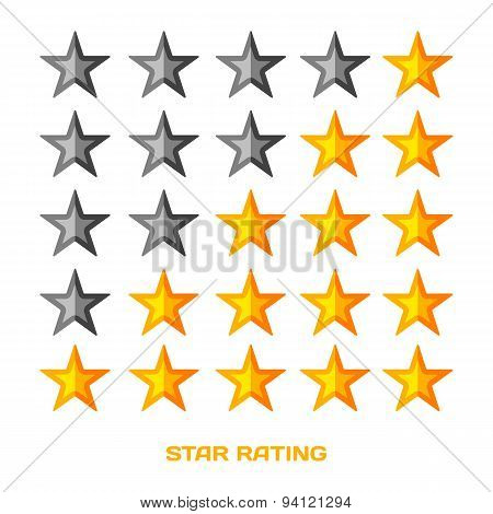 Five star rating. Flat style vektor illustration.