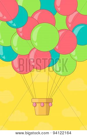 Vintage hot air balloon in the sky.Vector illustrationbackgroundgreeting card