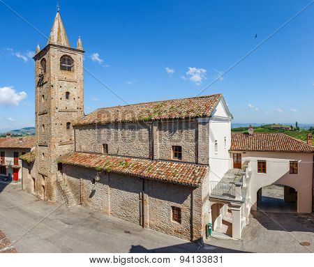 Old abandoned church in small town of Serralunga d'Alba in Piedmont, Northern Italy.