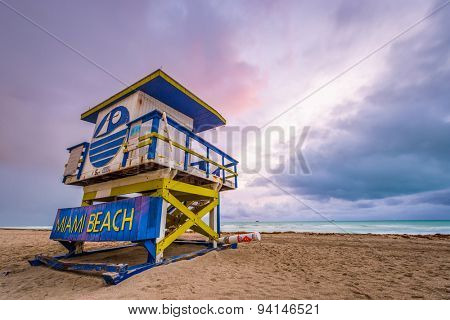 Miami Beach, Florida, USA life guard tower.