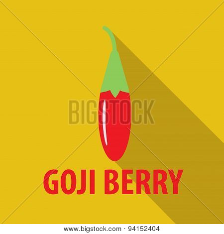 Goji Berry Icon In Flat Design With Long Shadows