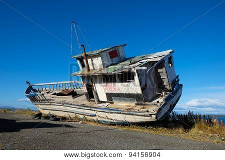 Old Large Boat on Dry Land