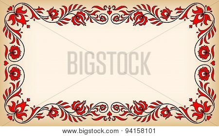 Vintage Frame With Traditional Hungarian Floral Motives