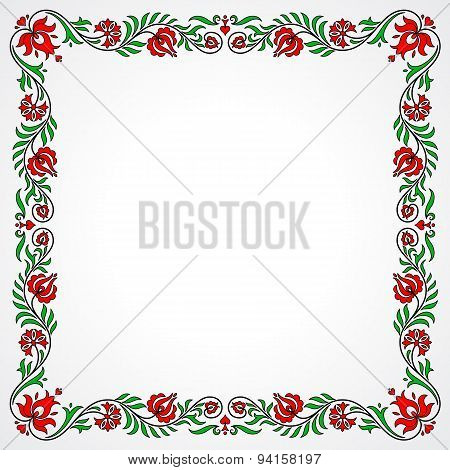 Empty Frame With Traditional Hungarian Floral Motives