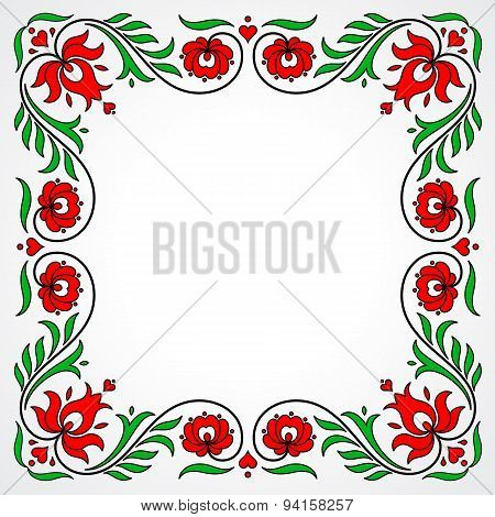 Empty Frame With Traditional Hungarian Floral Motives