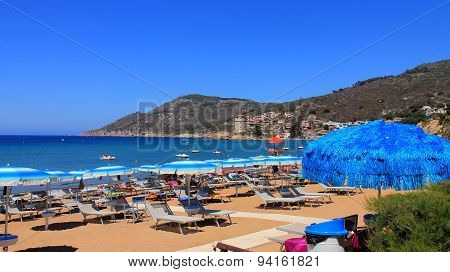 Beach of the island of Giglio in Italy July 13, 2012 in Giglio, Italy