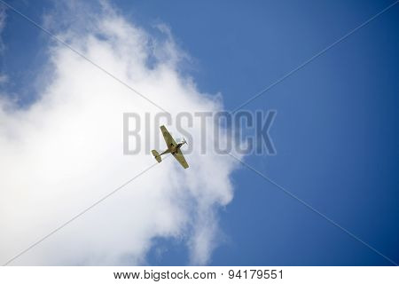 Sailplane In The Air With Blue Sky Fly In Cloud