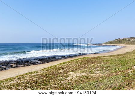Beach And Dune Vegetation At  Low Tide, Umkomaas South Africa