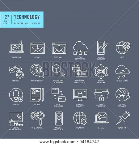 Set of thin line web icons