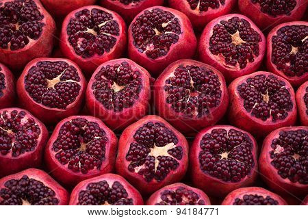 Cut Pomegranates On Streets Of Istanbul