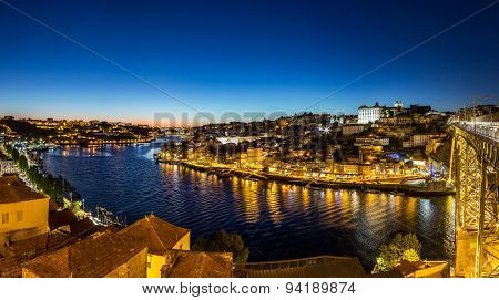 Porto In Portugal At Night