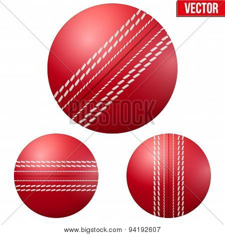 Traditional shiny red cricket ball