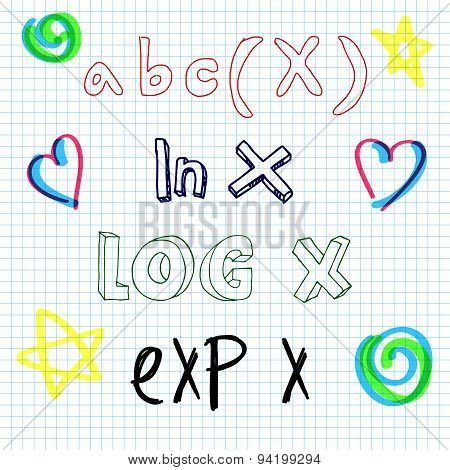 Vector seamless pattern with sketchy science symbols