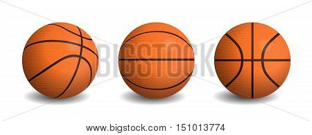 Vector realistic basketball balls in different views.