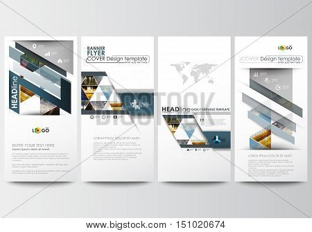 Flyers set, modern banners. Business templates. Cover design template, easy editable, abstract flat layouts. Abstract multicolored background of nature landscapes, geometric triangular style, vector illustration