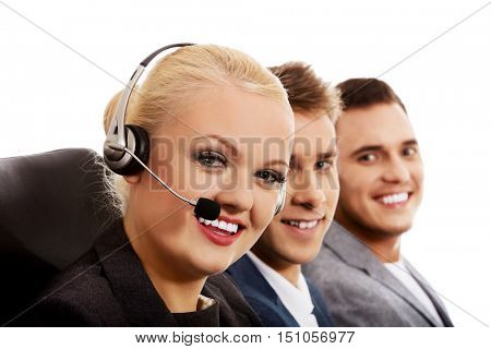 Call center- three smile people
