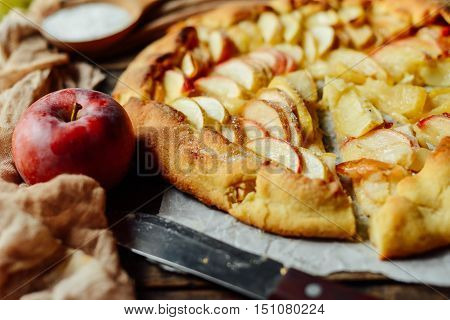 Homemade Organic Apple Pie Dessert Ready To Eat. Apple Pie On Ta