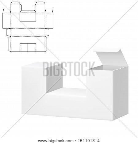 Vector Illustration of Diecut Craft Box for Design, Website, Background, Banner. Retail Folding package Template. Fold pack with dieline for your brand on it