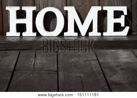 background dark wooden planks with text HOME