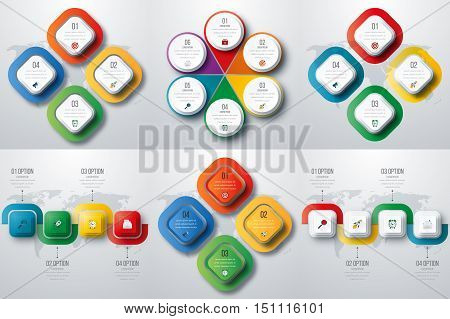 Set with infographics. Data and information visualization. Template. Stock vector