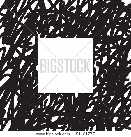 Template Text. White Square On A Black Background Created By Using A Marker