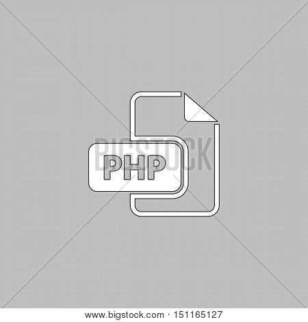 PHP Simple line vector button. Thin line illustration icon. White outline symbol on grey background