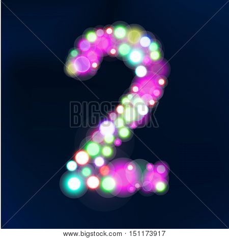 Number from bokeh lights. Made of light. Vector illustration