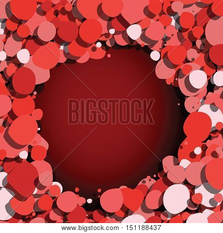 red bubbles dark abstract background with copy-space for text in center vector design illustration