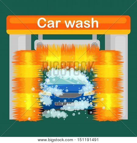 car wash services, auto cleaning with water and soap, car interior.