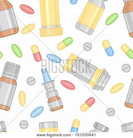 Colored Pills and Drugs in Seamless Pattern