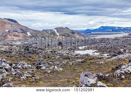 View to lava field at Landmannalaugar, Iceland