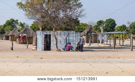 Caprivi, Namibia - August 20, 2016: Poor People Busy In Their Village In The Rural Caprivi Strip, Th