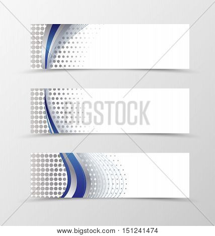 Set of banner design. Banner for header. Design of banner in silver style. Silver banner with blue wave design