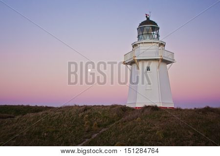 Lighthouse at Waipapa point, the southernmost point of New Zealand