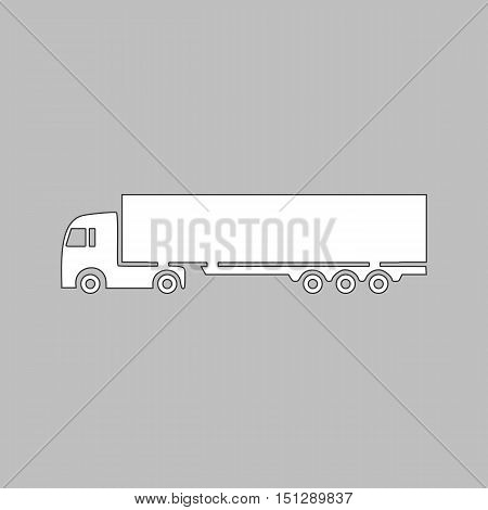 Big Truck Simple line vector button. Thin line illustration icon. White outline symbol on grey background