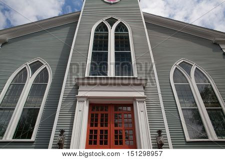 First Paris Church church located in Sandwich city Cape Cod MassachusettsUSA. New England church organized 1688.