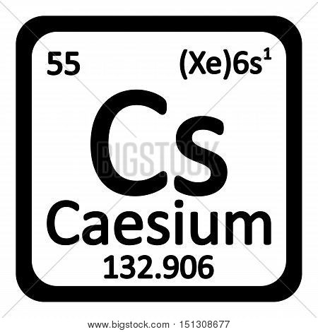 Periodic table element caesium icon on white background. Vector illustration.