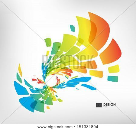 Abstract colorful geometric composition with circles on white background
