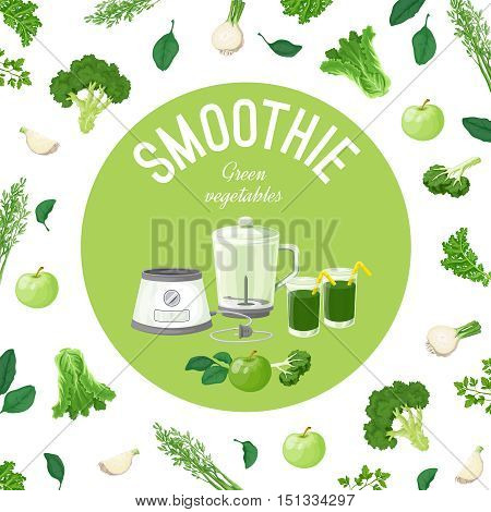 Smoothies. Green vegetable. Vector illustration made in a realistic style.