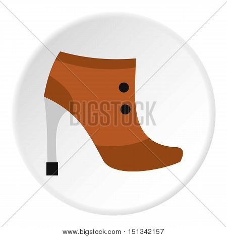 Brown boot with high heel icon. Flat illustration of shoe vector icon for web design