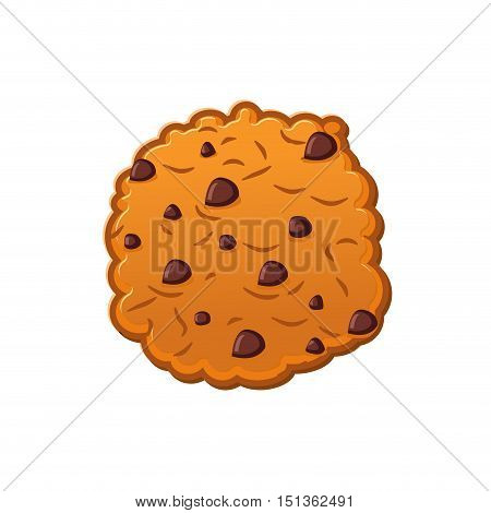 Cookies With Chocolate Drops. Oatmeal Biscuits On White Background. Sweet Cracker Isolated