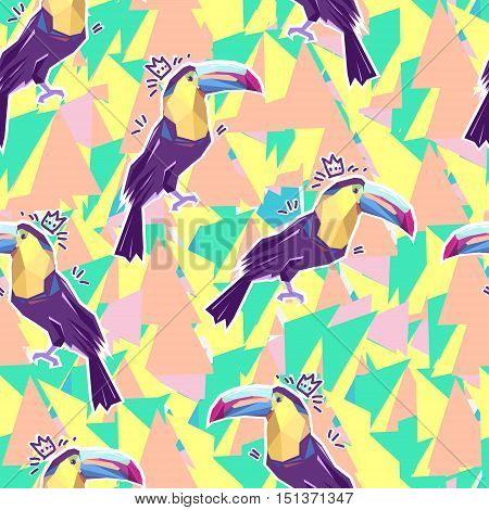 toucan print, print illustration, pattern print abstract bird, tropical bird vector seamless. Beautiful print pattern tropical theme. Design of a tropical bird seamless. toucan vector seamless