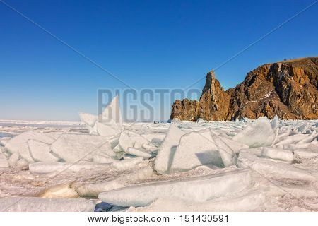 Ice Hummocks On The Lake Baikal Near Cape Khoboy