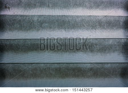 Dusty Grunge Venetian Glass Blind Window With Wired Net Cover